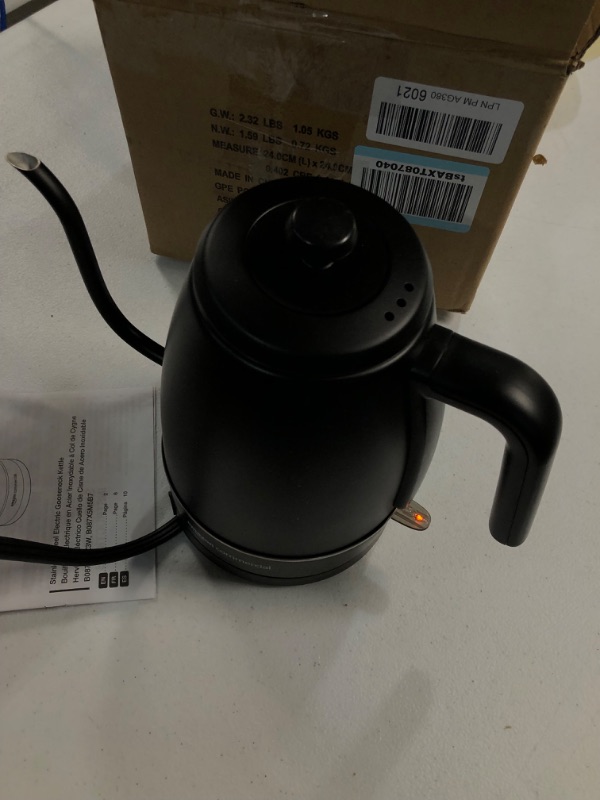 Photo 2 of AmazonCommercial Black Stainless Steel Electric Gooseneck Kettle Black 11.11 x 5.75 x 8.62