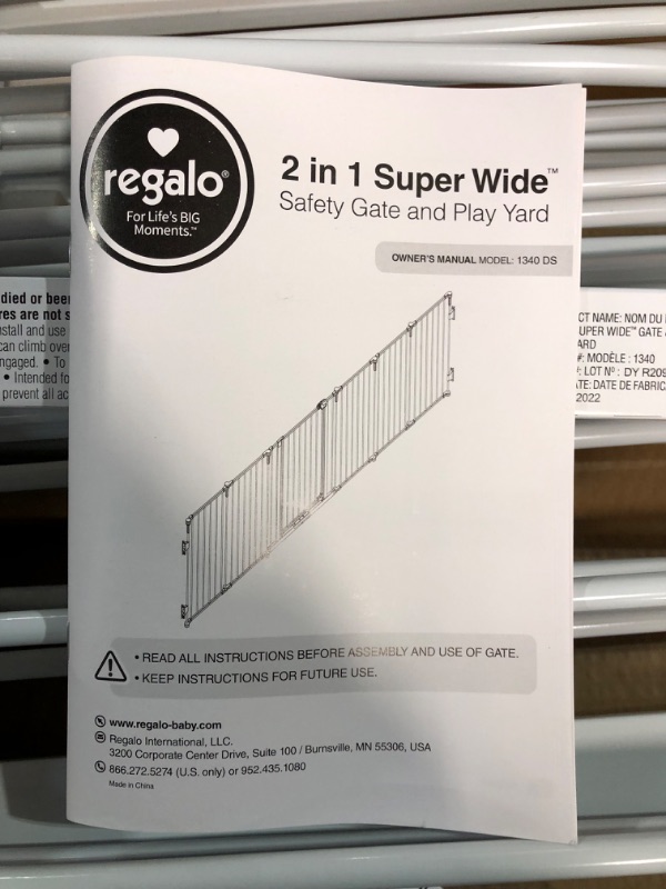 Photo 3 of -USED(SEE NOTES)-Regalo 130-Inch Super Wide Adjustable Baby Gate and Play Yard, 2-in-1, Bonus Kit, Includes 4 Pack of Wall Mounts(Pack of 1), ?30.5 x 21.4 x 8.5 inches