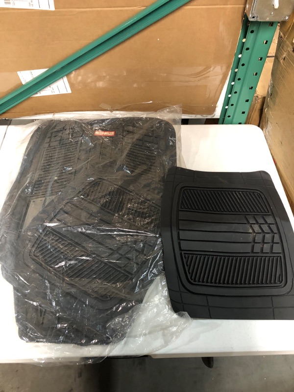 Photo 2 of -USED-Motor Trend DualFlex Two-Tone Sport Design All-Weather Rubber Floor Mats - Waterproof Front & Rear Liners with Drainage Channels Gray