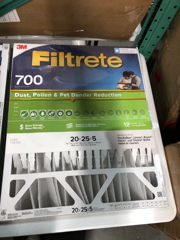 Photo 2 of -SEE NOTES-Filtrete 20x25x5 Furnace Air Filter MERV 8 MPR 700, Dust, Pollen, Fits Lennox & Honeywell Devices (exact dimensions 19.56 x 24.13 x 4.75)