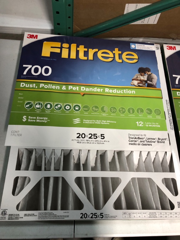 Photo 1 of -SEE NOTES-Filtrete 20x25x5 Furnace Air Filter MERV 8 MPR 700, Dust, Pollen, Fits Lennox & Honeywell Devices (exact dimensions 19.56 x 24.13 x 4.75)