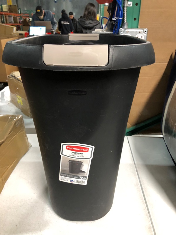 Photo 2 of -USED-Rubbermaid Open Waste Basket, 32 Quart/8 Gallon, Black Trash Can, for Kitchen Home Office Black 32-quart