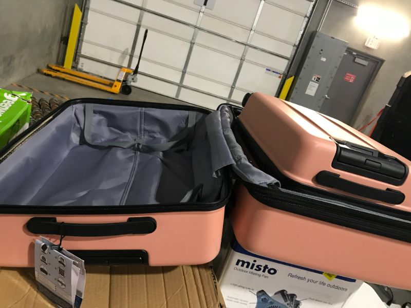 Photo 3 of **Scuffed, Scraped, Heavily Used** COOLIFE Luggage Suitcase Piece Set Carry On ABS+PC Spinner Trolley with pocket Compartment (Sakura pink, 2-piece Set) 