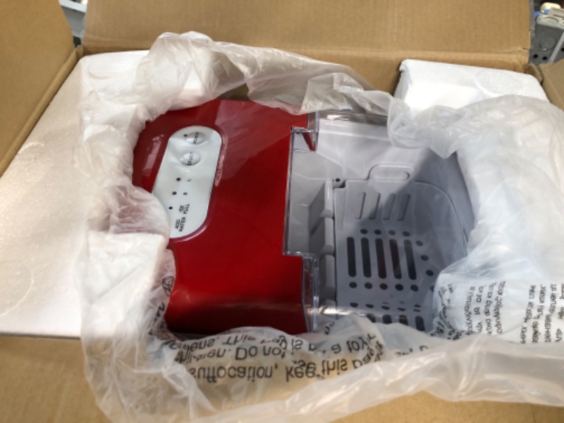Photo 1 of Igloo Electric Countertop Ice Maker Machine - Automatic and Portable - 26 Pounds in 24 Hours - Ice Cube Maker - Ice Scoop and Basket - Ideal for Iced Coffee and Cocktails - Red Red Ice Maker