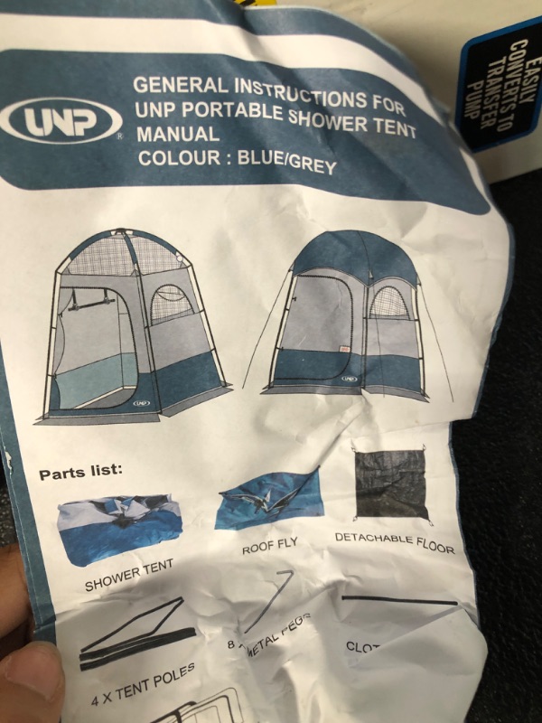 Photo 3 of **DEFECTIVE, ONE POLE MADE BACKWARDS** Outdoor Shower Tent Changing Room Privacy Portable Camping Shelters Gray