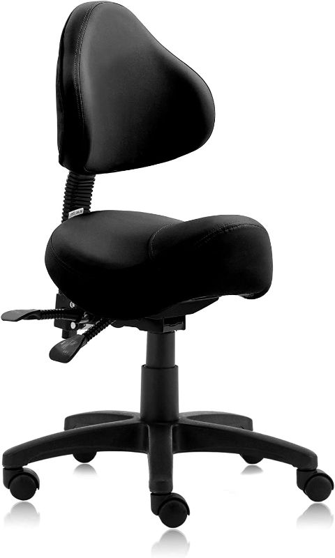 Photo 1 of Swivel Rolling Stool with Backrest