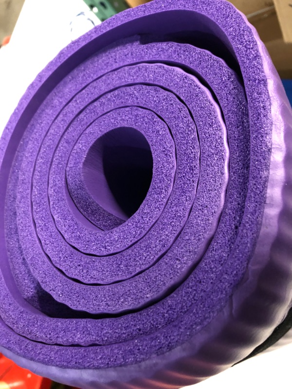 Photo 2 of BalanceFrom  All Purpose 1/2-Inch Extra Thick High Density Anti-Tear Exercise Yoga Mat and Knee Pad with Carrying Strap and Yoga Blocks Purple Yoga Mat with Knee Pad