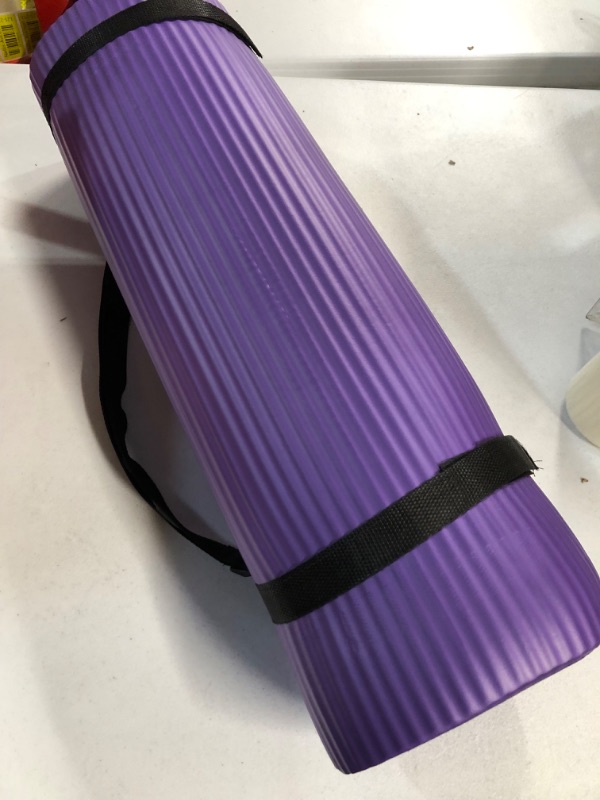 Photo 3 of BalanceFrom  All Purpose 1/2-Inch Extra Thick High Density Anti-Tear Exercise Yoga Mat and Knee Pad with Carrying Strap and Yoga Blocks Purple Yoga Mat with Knee Pad