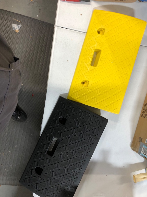 Photo 1 of **USED** CHUCK TAKEN OUT OF SIDE OF BLACK ONE**Portable Lightweight Plastic Curb Ramps - 2PC Heavy Duty Plastic Threshold 