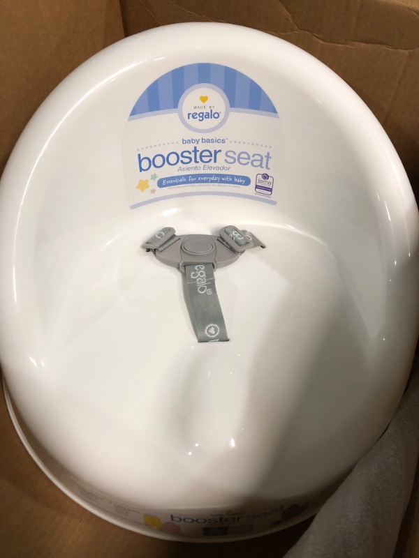 Photo 3 of **NEW/SEE NOTES**Regalo Baby Basics™ Booster Seat, White, Three-Point Safety Harness