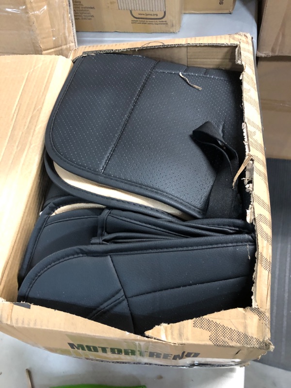 Photo 2 of Motor Trend Black Faux Leather Car Seat Cover Full Set, 