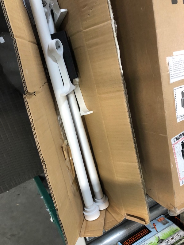 Photo 2 of 2 Pack Heavy Duty 1 Inch Diameter Single Curtain Rods 36-72” Adjustable Window Curtain Rod with Aluminum Alloy Cylindrical Cap Finials, Wall Mount and Ceiling Mount, Matte White Matte White 36-72"