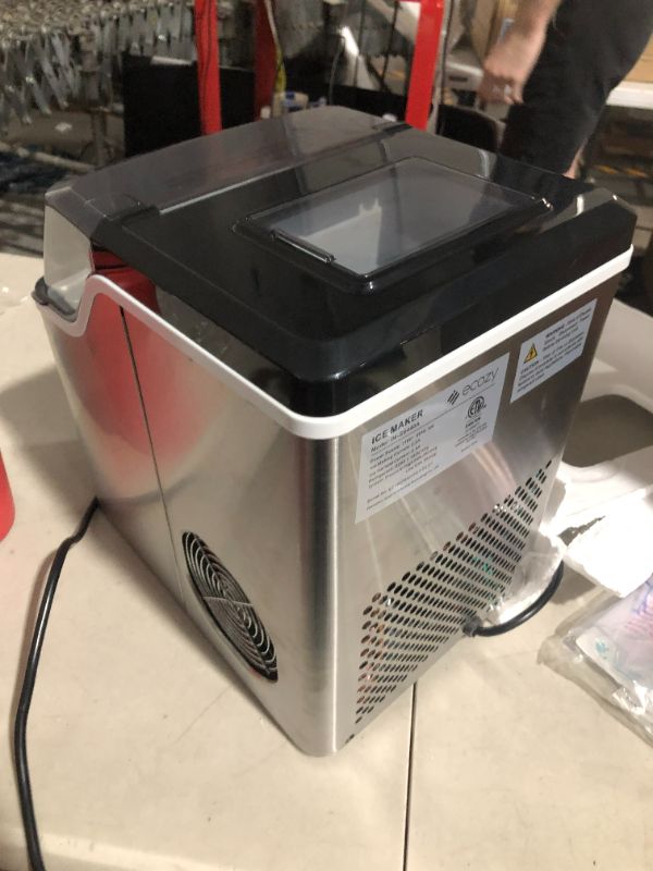 Photo 7 of **PARTS ONLY, NON-FUNCTIONAL** ecozy Countertop Ice Makers, 45lbs Per Day, 24 Cubes Ready in 13 Mins, Stainless Steel Housing 