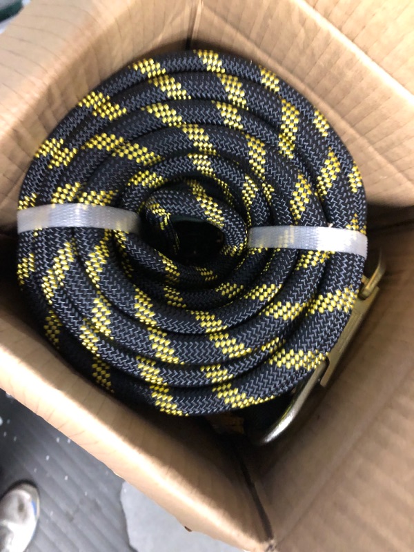 Photo 2 of VEVOR Vertical Lifeline Assembly, Fall Protection Rope, Polyester Roofing Rope, CE Compliant Fall Arrest Protection Equipment with Alloy Steel Rope Grab, Two Snap Hooks, Shock Absorber 100 FT Rope