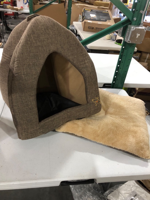 Photo 2 of Best Pet Supplies Pet Tent-Soft Bed for Dog & Cat 19" x 19" x H:19" Brown Linen