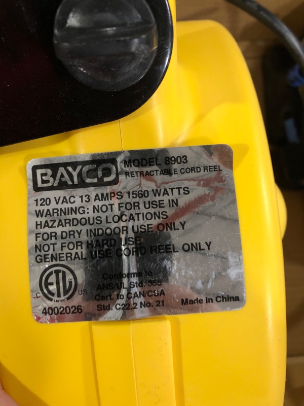 Photo 4 of *** USED *** Bayco SL-8903 Cord Reel, Yellow