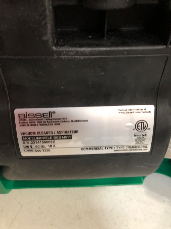 Photo 4 of *** DIRTY FROM PREVIOUS USE *** BISSELL BigGreen Commercial PowerForce Bagged Lightweight, Upright, Industrial, Vacuum Cleaner, BGU1451T