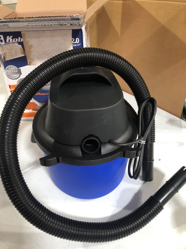 Photo 3 of *** USED*** Koblenz WD-2L Portable Wet-Dry Vacuum, 2.0 Gallon/2.0HP Compact Lightweight, Blue+Black 5 Year Warranty