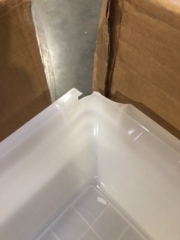 Photo 5 of *** USED SEE NOTES **** IRIS USA 91 Quart Large Storage Bin Utility Tote Organizing Container Box with Buckle Down Lid for Clothes Storage, 4 Pack, Clear, Clear/Black (500184) h) 91 Qt. - 4 Pack