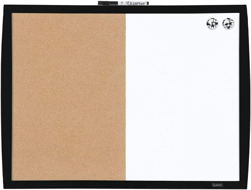 Photo 1 of Quartet Combination Magnetic Whiteboard & Corkboard, 17" x 23", Combo White Board & Cork Board, Curved Frame, Perfect for Office & Home Decor, Home School Message Board, Black (41723-BK
