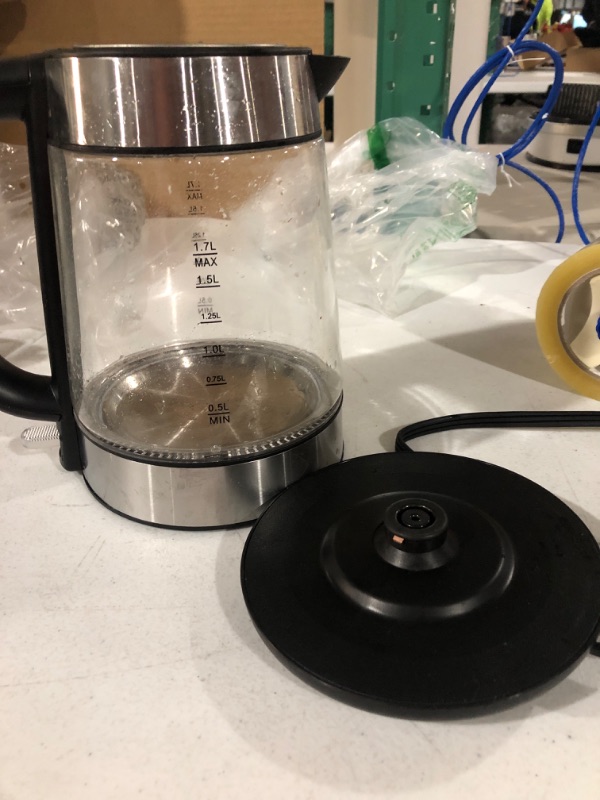 Photo 1 of *** USED ** Amazon Basics Electric Glass and Steel Hot Tea Water Kettle, 1.7-Liter