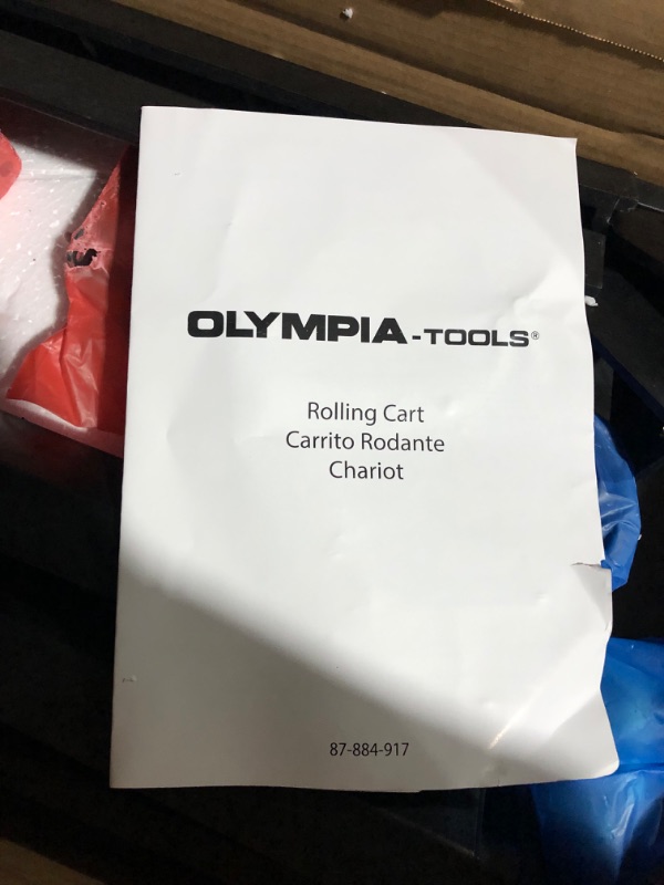 Photo 4 of *BOX PREV OPEN** Olympia Tools 2-Shelf Plastic Utility Cart - Supports Up to 500 lbs, 