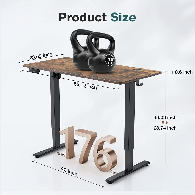 Photo 2 of ***PARTS ONLY***TABLETOP COMPLETELY BROKEN**Standing Desk, 48 x 24 in Electric Height Adjustable Computer Desk 