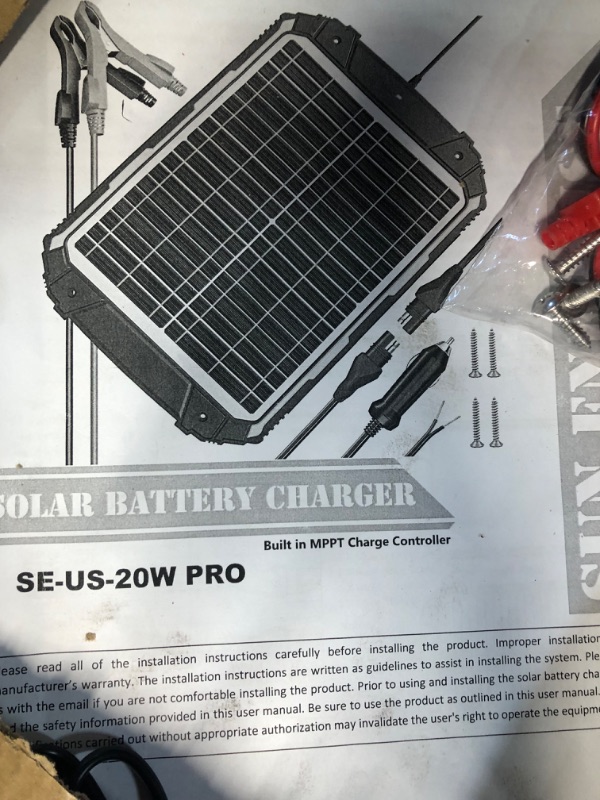 Photo 2 of 20W 12V Solar Battery Charger, Waterproof 20 Watt 12 Volt Solar Panel Trickle Charger & Maintainer