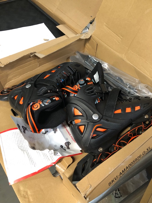 Photo 1 of **USED/SWW NOTES** Hikole Inline Skates,Adjustable 2-in-1 Roller Skates Blades and Ice  Black& Orange XL (Men 9-10.5/Women 11-13 US)