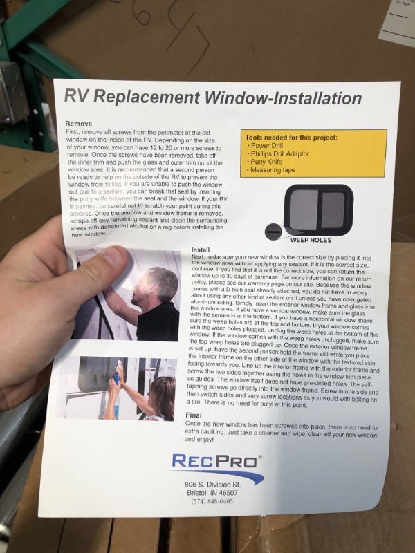 Photo 5 of RecPro RV Window | Teardrop Style | Vertical Sliding | RV Window Replacement | Made in USA (12"W x 22"H)