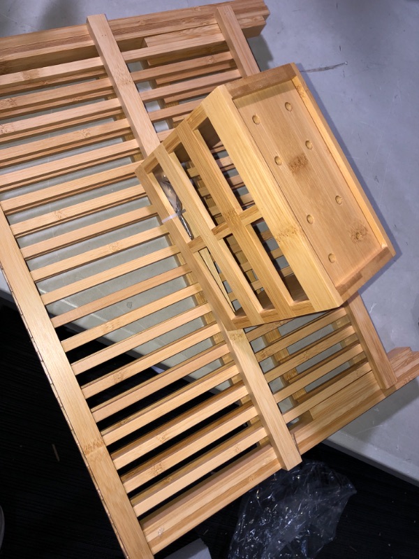 Photo 2 of  Folding 2-Tier Bamboo Dish Drying Rack with Utensil Holder 