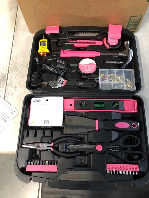 Photo 1 of Apollo Tools 135 Piece Household Tool Kit - Pink