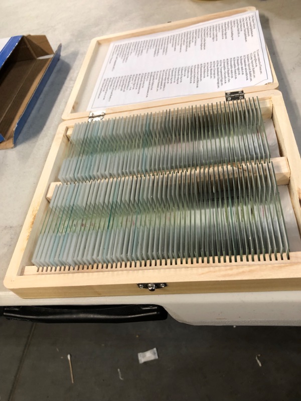 Photo 2 of AmScope Prepared Microscope Slide Set for Basic Biological Science Education, 100 Slides, 
