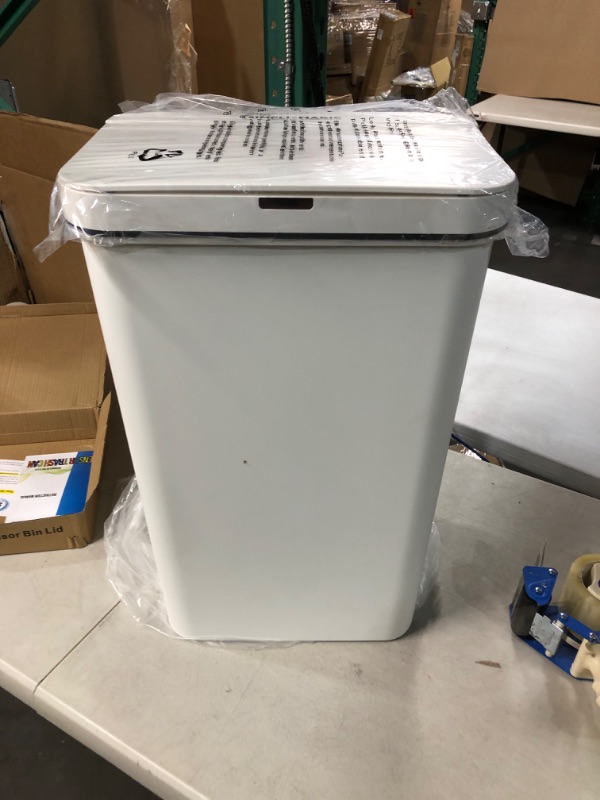 Photo 2 of *NEW* Simpli-Magic 79503 13 Gallon Touchless Sensor Trash Can, Rectangle Garbage Bin, White