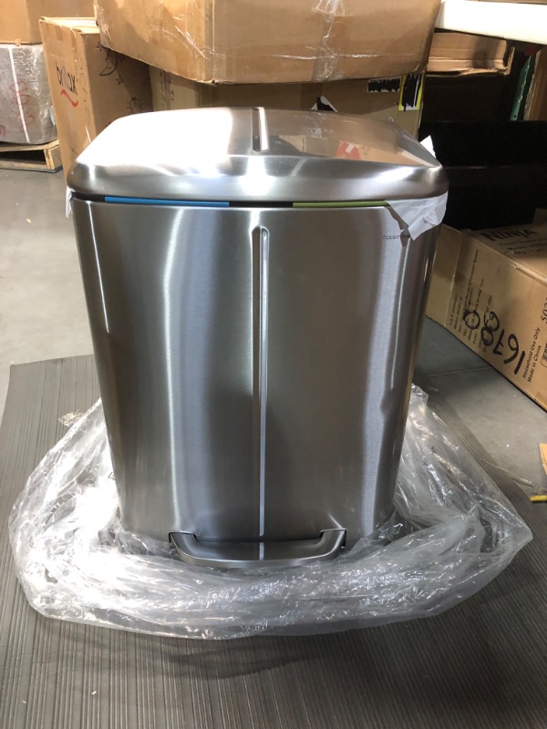 Photo 2 of *NEW/SMALL DENTS** happimess HPM1005A Marco Rectangular 10.5-Gallon Double Bucket Trash Can with Soft-Close Lid, No Slamming, Fingerprint-Proof  (COMES WITH TRASH BAGS)