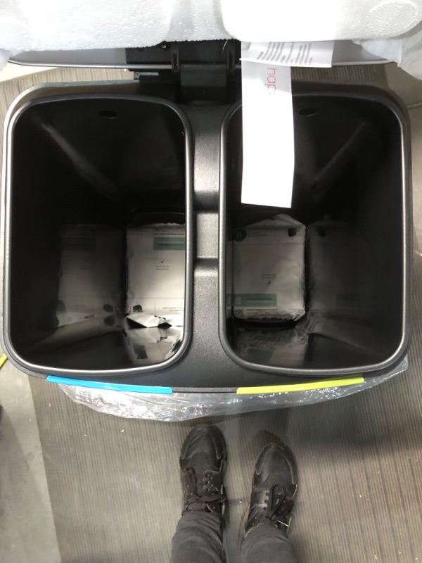 Photo 3 of *NEW/SMALL DENTS** happimess HPM1005A Marco Rectangular 10.5-Gallon Double Bucket Trash Can with Soft-Close Lid, No Slamming, Fingerprint-Proof  (COMES WITH TRASH BAGS)