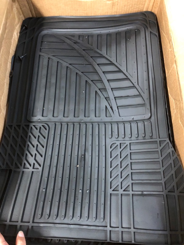 Photo 5 of *USED/SEE NOTES** Motor Trend FlexTough Advanced Black Rubber Car Floor Mats with Cargo Liner Full Set - Front & Rear Combo Trim to Fit Floor Mats, All Weather 