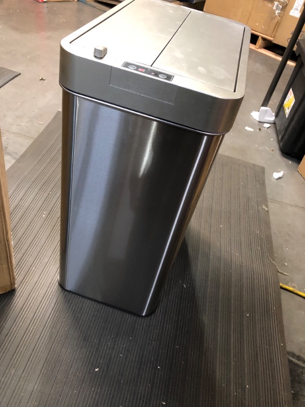 Photo 2 of *USED/SEE NOTES* iTouchless 13 Gallon Wings-Open Sensor Trash Can with AbsorbX Odor Filter and Pet-Proof Lid, Stainless Steel, Automatic 