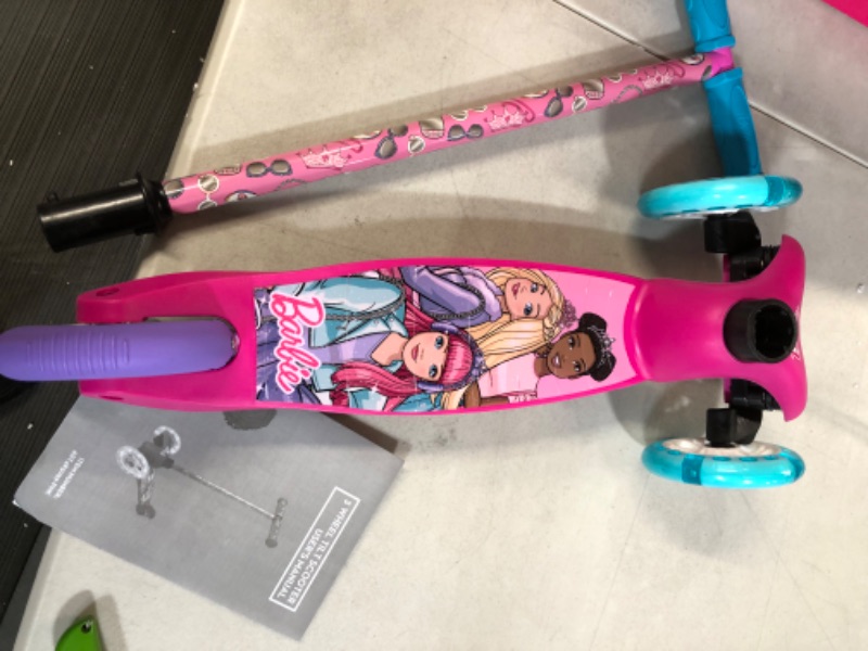 Photo 4 of *NEW* Self Balancing Kick Scooter - Extra Wide Deck, 3 Wheel Platform, Foot Activated Brake, 75 Lbs Limit, Kids & Toddlers, Girls Or Boys, Ages 3 and Up Barbie