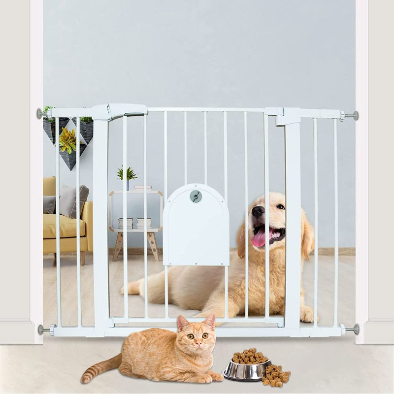 Photo 1 of Baby Gate with Cat Door?Auto Close Safty Dog Gate with Cat Door- Pressure Mounted Baby Gate for Doorway Stairs (Fits 29.5-42.5" Width)