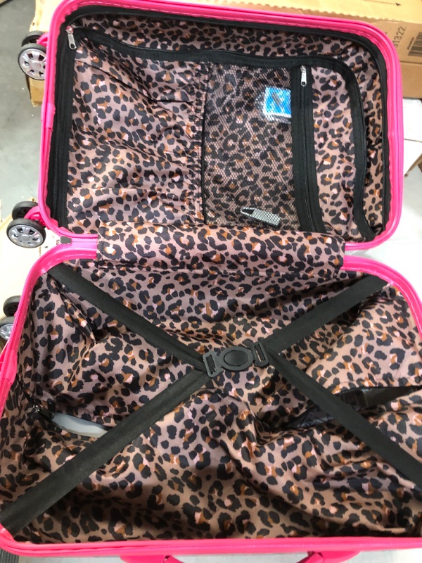 Photo 5 of *NEW * Rockland Safari Hardside Spinner Wheel Luggage, Magenta Leopard, Carry-On 20-Inch 