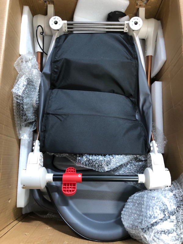 Photo 1 of Baby Stroller 360 Rotation Function,Hot Mom Baby Carriage Pu Leather Pushchair Pram,Dark Grey