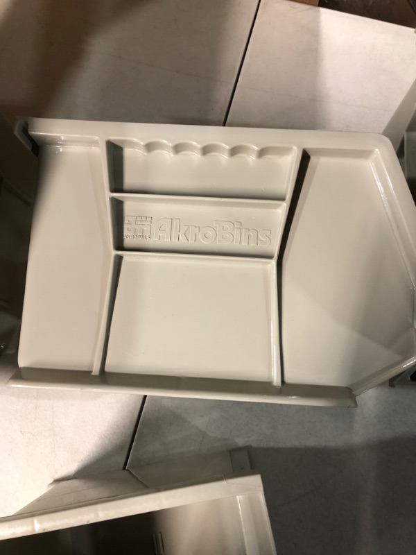 Photo 5 of *USED* Akro-Mils 30239 AkroBins Plastic Storage Bin Hanging Stacking Containers, (11-Inch x 8-Inch x 7-Inch), Stone, (6-Pack)