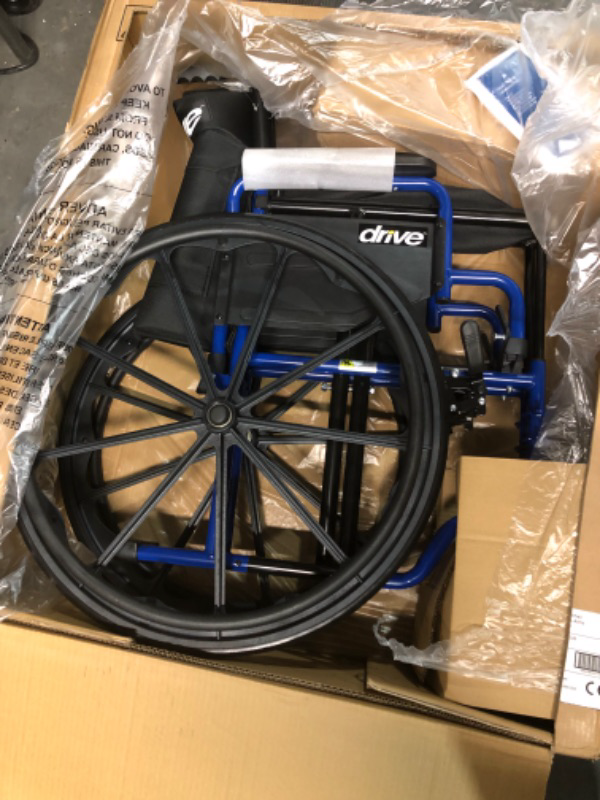 Photo 4 of **BRAND NEW** Drive Medical BLS18FBD-ELR Blue Streak Lightweight Wheelchair with Swing-Away Elevating Leg Rests and Flip-Back Arms 18 Inch Elevating Leg Rests