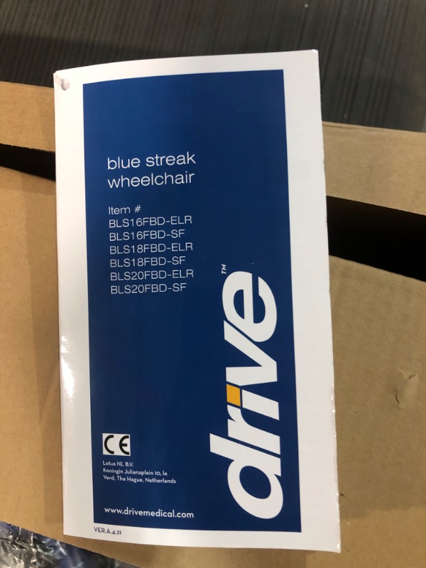 Photo 2 of **BRAND NEW** Drive Medical BLS18FBD-ELR Blue Streak Lightweight Wheelchair with Swing-Away Elevating Leg Rests and Flip-Back Arms 18 Inch Elevating Leg Rests