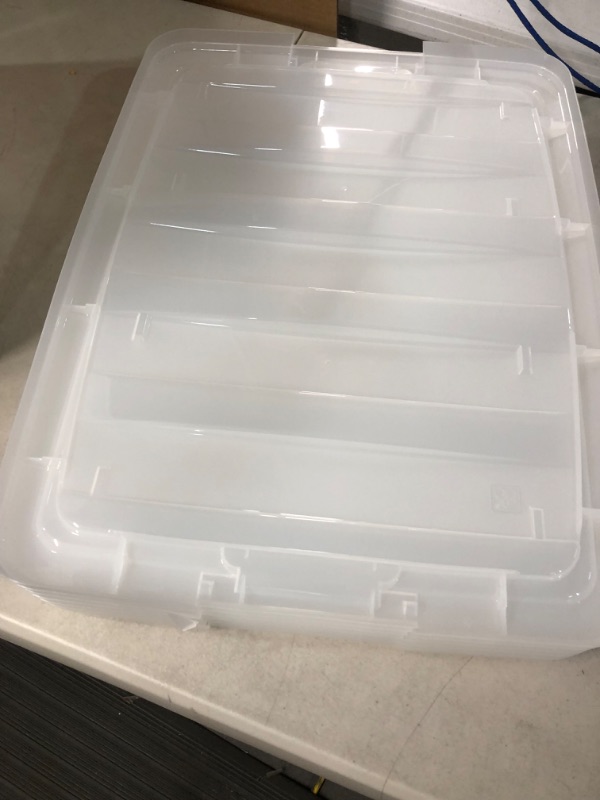 Photo 3 of *ONLY 4 TUBS/SEE NOTES* IRIS USA 53 Qt. Plastic Storage Bin Tote Organizing Container with Durable Lid , clear with Black Buckle 