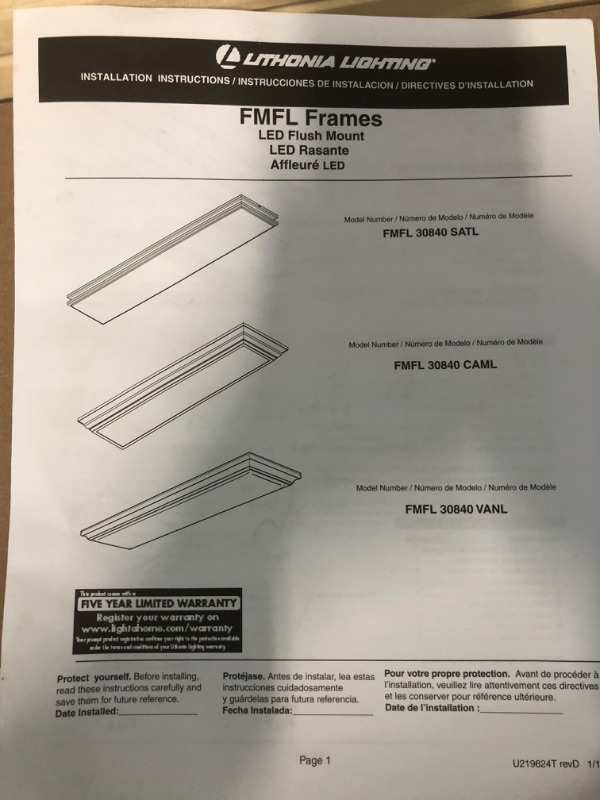 Photo 7 of *MINOR DAMAMGE/SEE NOTES*Lithonia Lighting FMFL 30840 CAML OA 4-Foot LED Cambridge Linear Flush Mount, 2800 Lumens, 120 Volts, 35 Watts, Damp Listed, Oak 4000K | Cool White Cambridge Oak