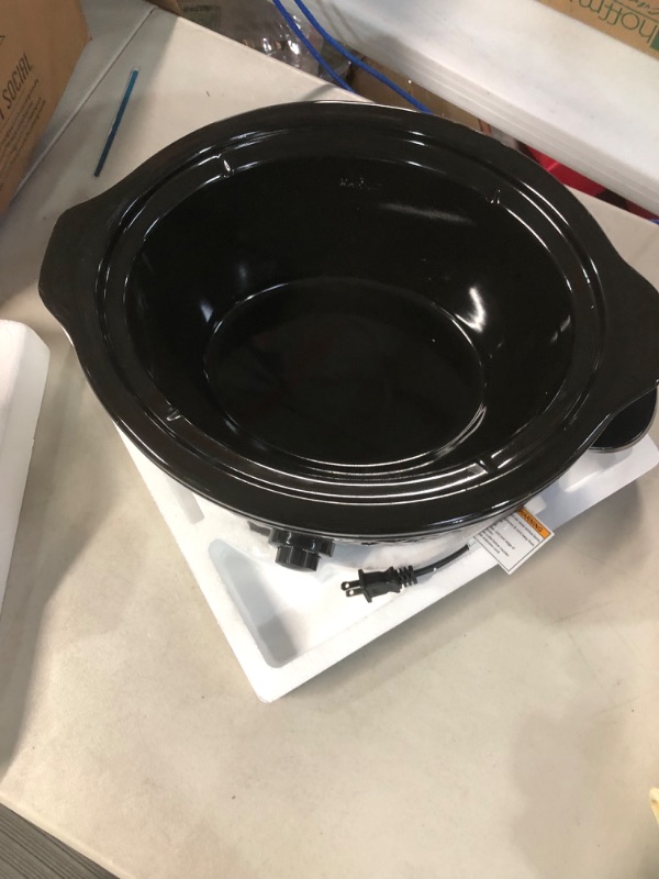 Photo 4 of **DOES NOT POWER ON/PARTS ONLY** Elite Gourmet MST-1234B## 6 Quart Diamond Pattern Slow Cooker, Removable, Dishwasher-Safe Stoneware Pot with Tempered Glass Lid, Cool-Touch Handles, 6 Quart, Black 6 Quart Black