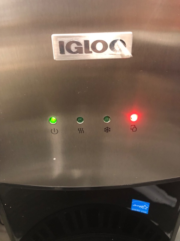 Photo 5 of **USED/SEE NOTES* Igloo IWCBL353CRHBKS Stainless Steel Hot, Cold & Room Water Cooler Dispenser, Holds 3 & 5 Gallon Bottles, 3 Temperature Spouts, No Lift Bottom Loading, Child Safety Lock, Black/Stainless