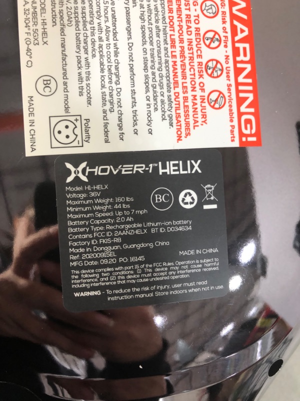 Photo 5 of **USED/SEE NOTES**Hover-1 Helix Electric Hoverboard | 7MPH Top Speed, 4 Mile Range, 6HR Full-Charge, Built-in Bluetooth Speaker, Rider Modes: Beginner to Expert Helix Gun Metal